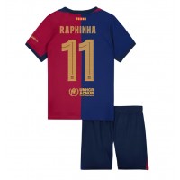 Barcelona Raphinha Belloli #11 Koti Peliasu Lasten 2024-25 Lyhythihainen (+ Lyhyet housut)